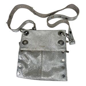 Hammitt Montana Reversible Crossbody Gray Metallic Silver leather